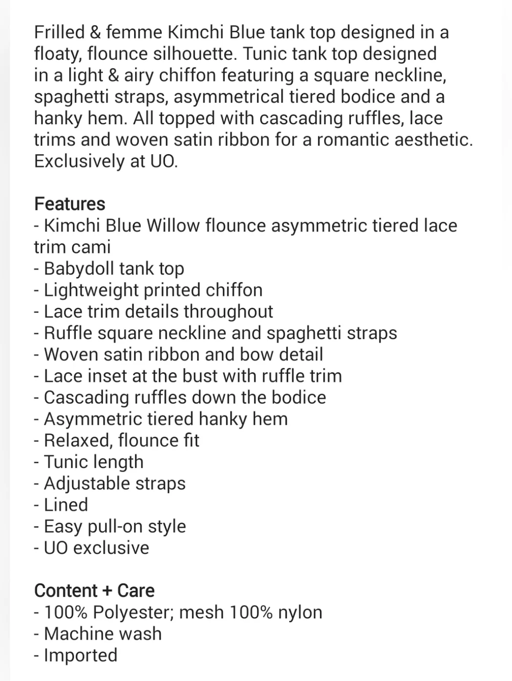 Kimchi Blue Boho Lace Trim Floral Ruffle Camisole - Picture 5 of 5